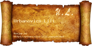 Urbanovics Lili névjegykártya